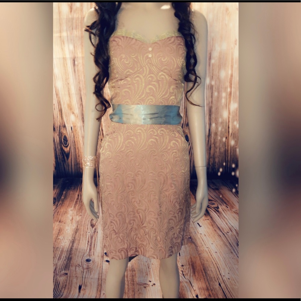 Nude and green lace dress size 12
